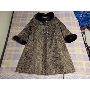 Vintage 40s 50s Rikes Dayton Persian Lamb Fur Mink Fur Collar Coat Penny Lane